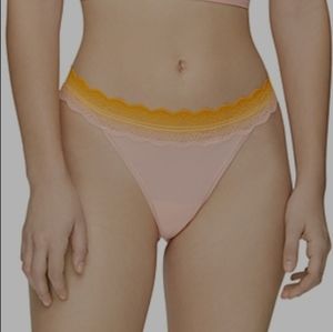 Calvin Klein Women's Lace-Trim Thong Underwear QD3837 - Peach Melba